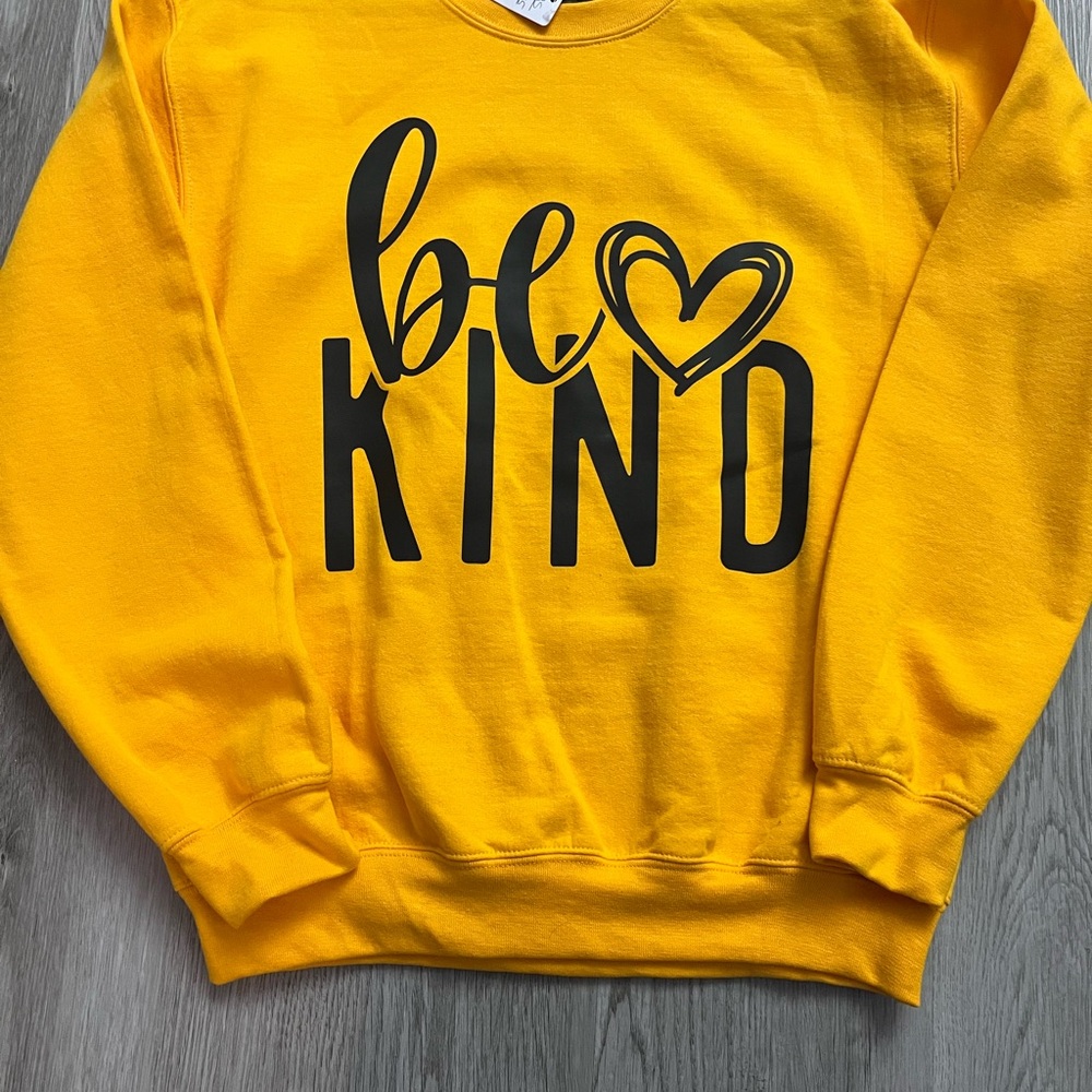 189–Be Kind Yellow Crew Neck Sweater